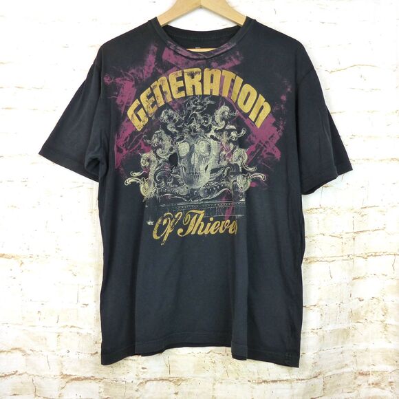 Generation of Thieves T-Shirt Men XL Black Skull Graphic Distressed Y2K Grunge - Picture 2 of 15